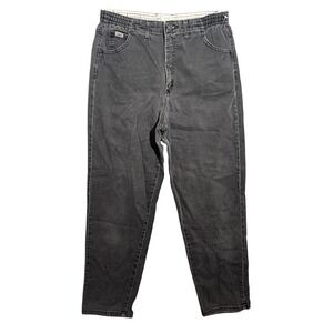 Lee Women's Side Elastic Waist Jeans Size 12 Petite Black‎ Wash Tapered Leg